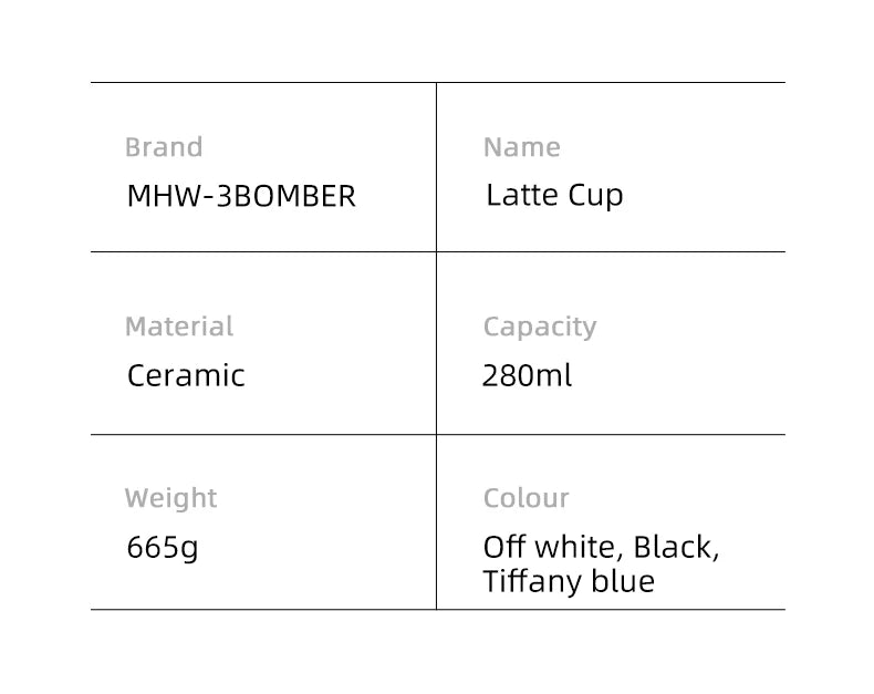 MHW-3BOMBER 280ML Esspresso Cup Saucer & Spoon Ceramic Tea Mugs Set Home Kitchen Accessories Chritmas Gifts for Coffee Lovers