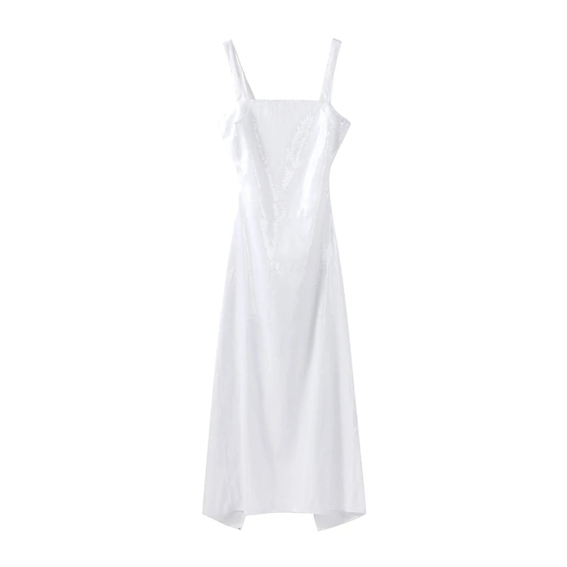 Sexy Square Neck Sling Long Dress Women Slim Sleeveless Backless Hollow Out Maxi Dresses 2025 Lady Party Christmas Gowns