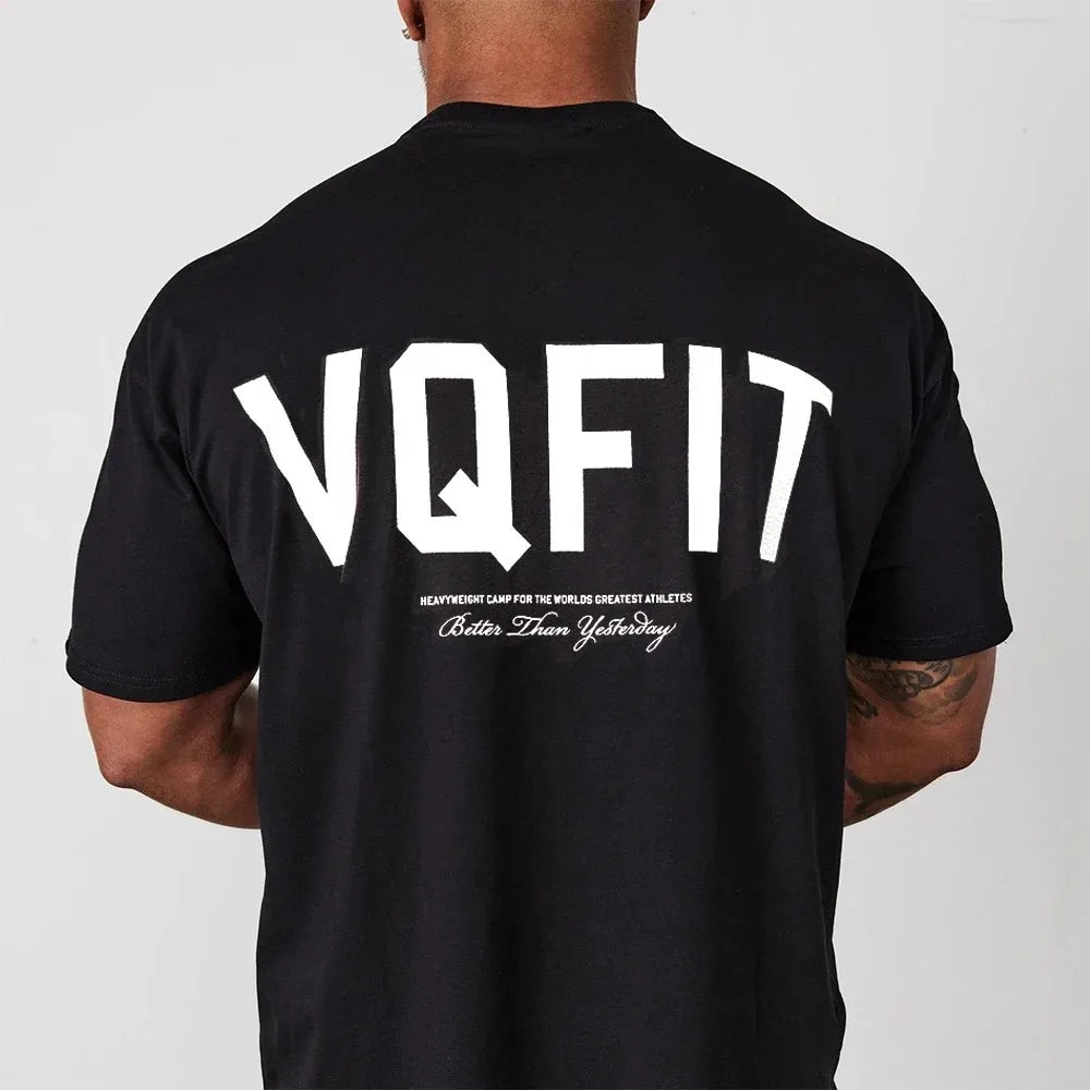 Men's Vintage T-Shirt Summer Sports Fitness Cotton Crew Neck Short Sleeve Joggers Gym Tee Running Training Oversized T-Shirts