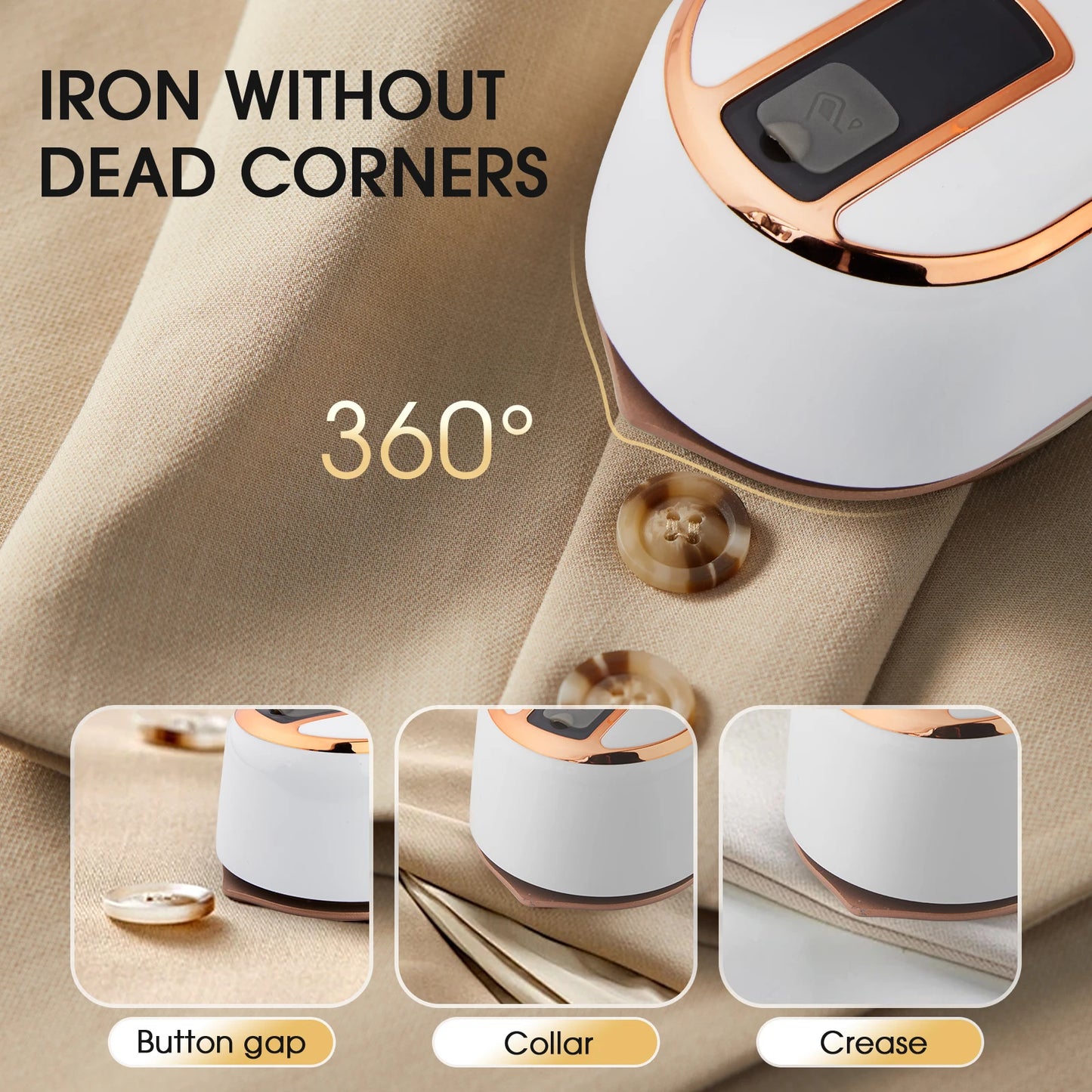 Handheld ironing machine (with steam brush), intelligent LCD electric rotary iron, portable mini iron for home and travel 6198-D