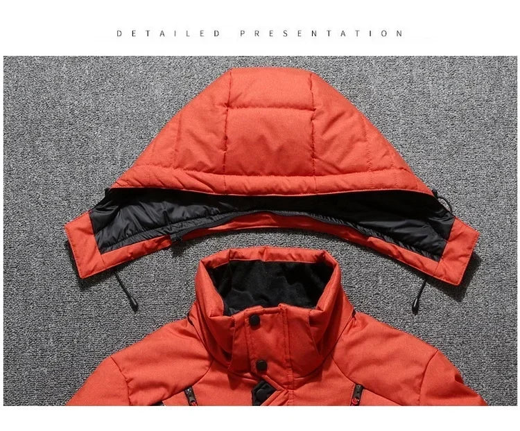 New Male Warm Hooded Windproof Winter Down Jacket Outerwear Men's Down Jacket Snow High Quality White Duck Thick Parkas