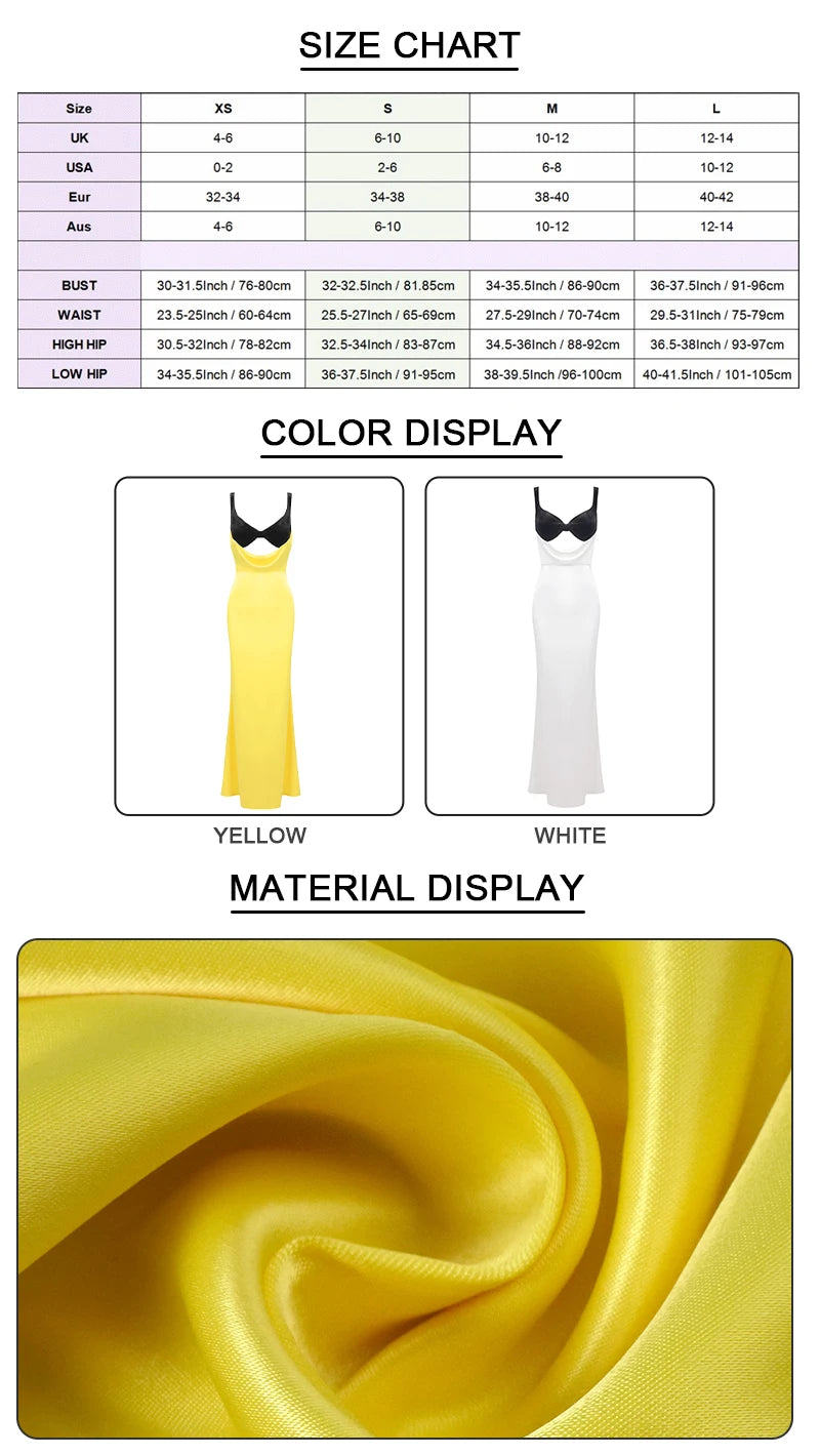 VC Women Cut-out Long Dress Temperament Contrast Color Combo V Neck Suspender Backless Slit Slim Mermaid Party Evening Gowns