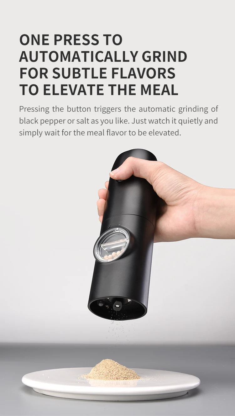 USB Rechargeable Electric Salt And Pepper Grinder With Adjustable Coarseness Refillable Mill Battery Powered Home Kitchen Gadget
