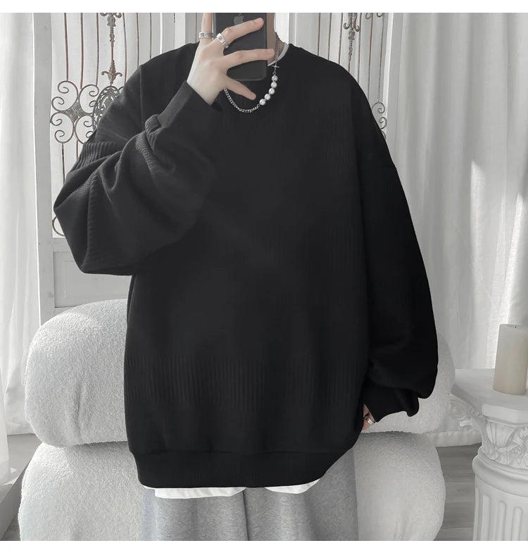 2024 Hoodies Jacquard Sweatshirt Mens White Pullover Streetwear Casual Fashion Clothes Mens Oversized Korean Harajuku T Shirt