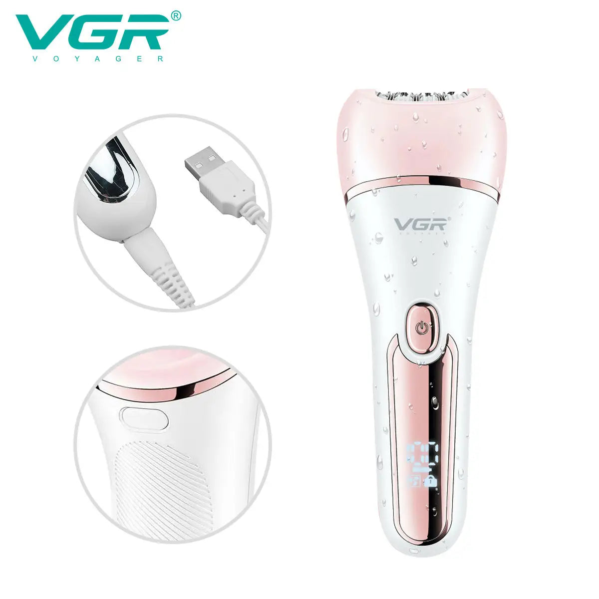 VGR Hair Trimmer Professional Hair Removal Tool Electric Epilator Lady Shaver Waterproof Hair Remover Epilator for Women V-733