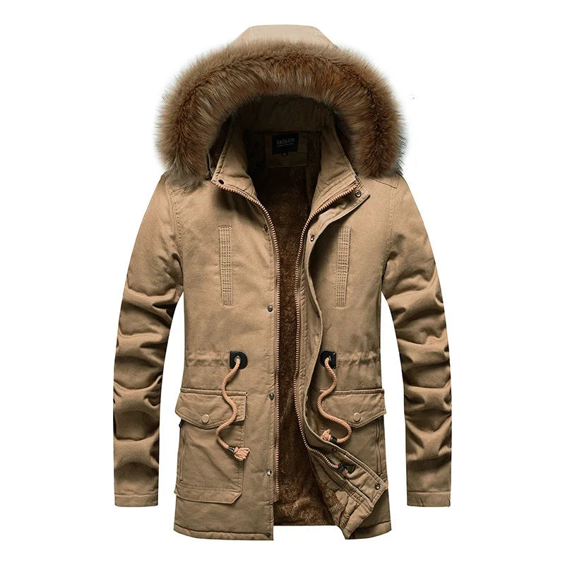 Camouflage Jacket Winter Hooded Velvet Thick Windproof Coat Men Warm Male's Medium-long Parkas New Mens Camo Parka Coat