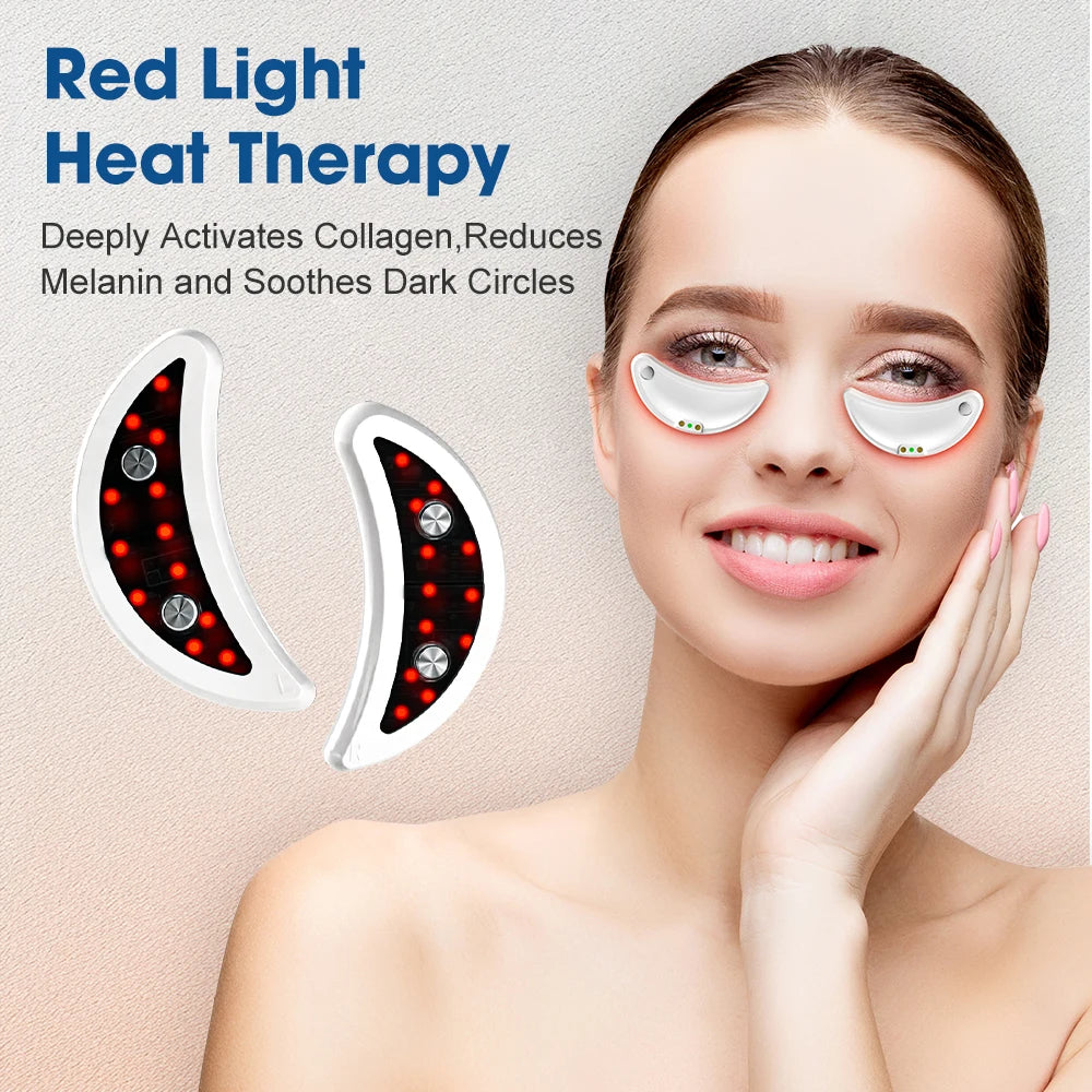 EMS Microcurrent Eye Beauty Device Electric Eye Massage Pad Heating Red Light Therapy Relieve Eye Fatigue Reduce Dark Circle