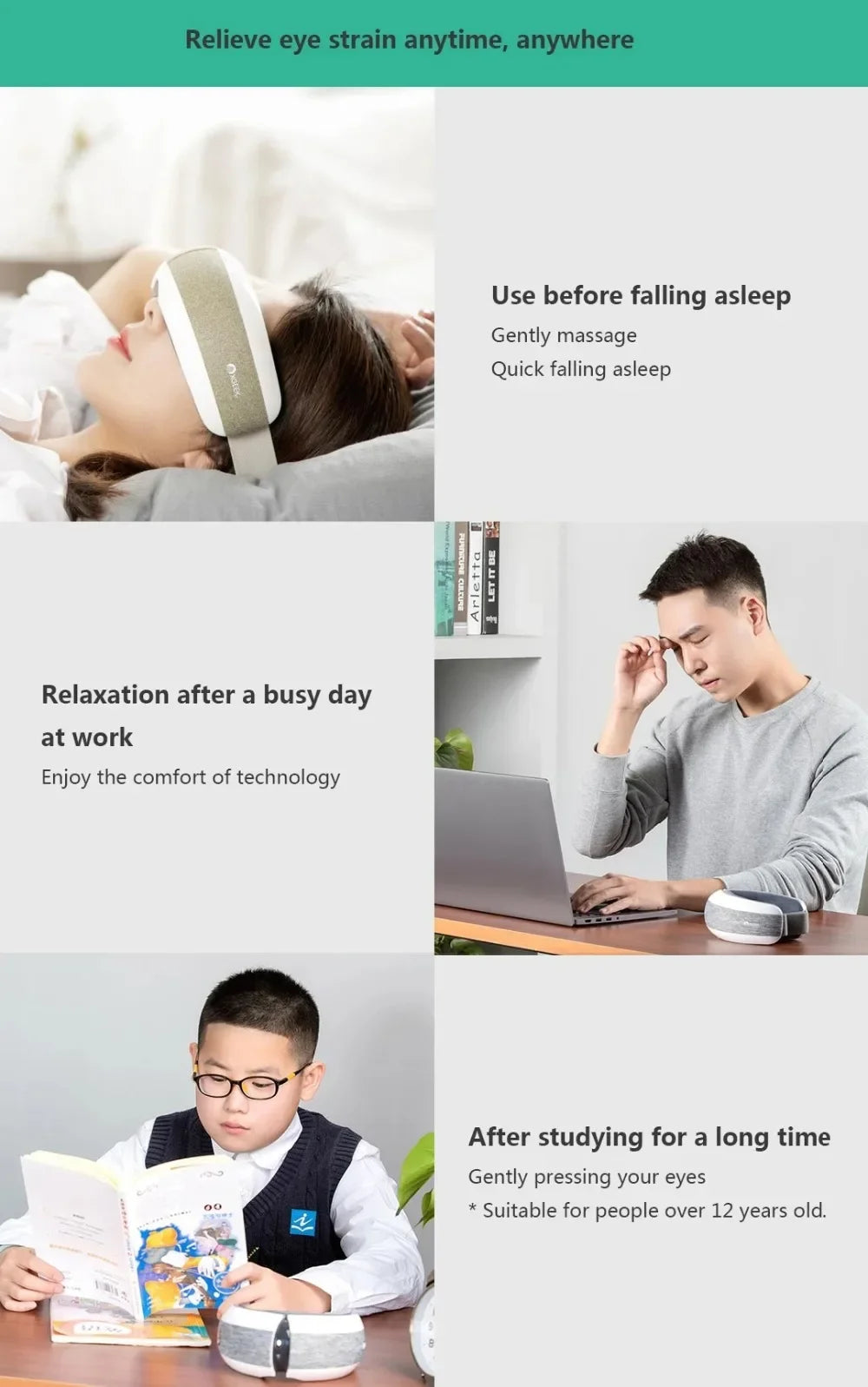 Xiaomi Mijia New Smart Eye Massager  Music 40 Degree  Hot Compress 4 Modes Press Foldable Eye Relax Massager Eye Mask