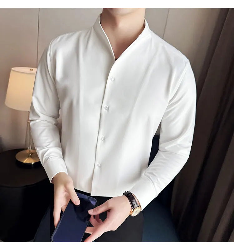 Shirts Men Dress Spring High Quality Shirts Slim Men's Business Formal Social Long Sleeve Men Casual Chemise Homme Tuxedo Shirts
