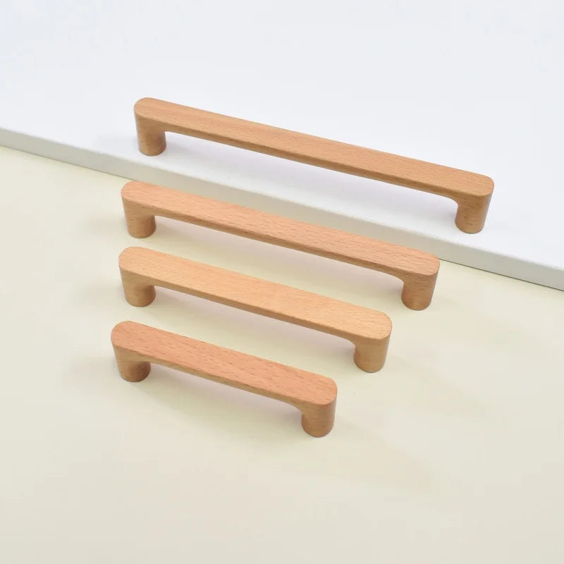 Nordic Wooden Cabinet Handles Solid Wood Furniture Kitchen Door Handle Wardrobe Cupboard Drawer Knobs Hardware Pull Handle