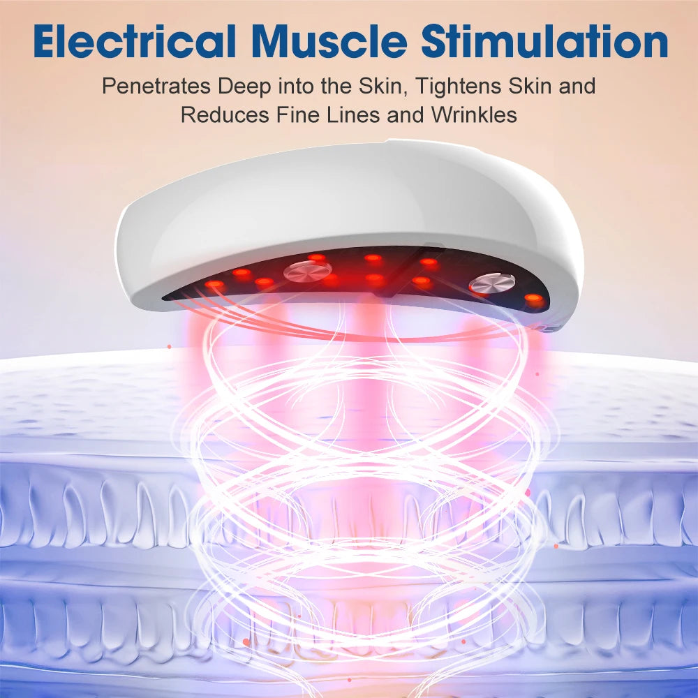 EMS Microcurrent Eye Beauty Device Electric Eye Massage Pad Heating Red Light Therapy Relieve Eye Fatigue Reduce Dark Circle