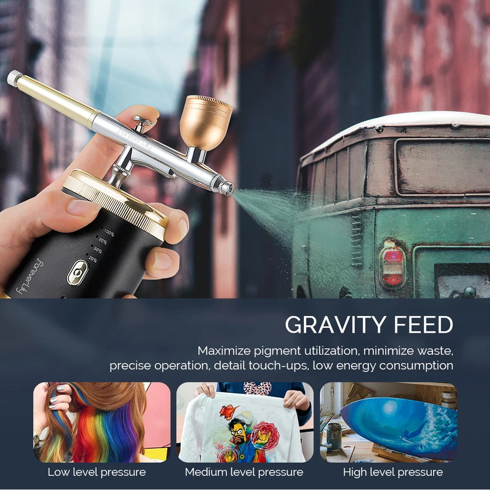 30Psi High Pressure 3 Levels Portable Airbrush For Nails Art Paint Facial Makeup Cake Pastry Painting Hair Dyeing Nano Spray Gun