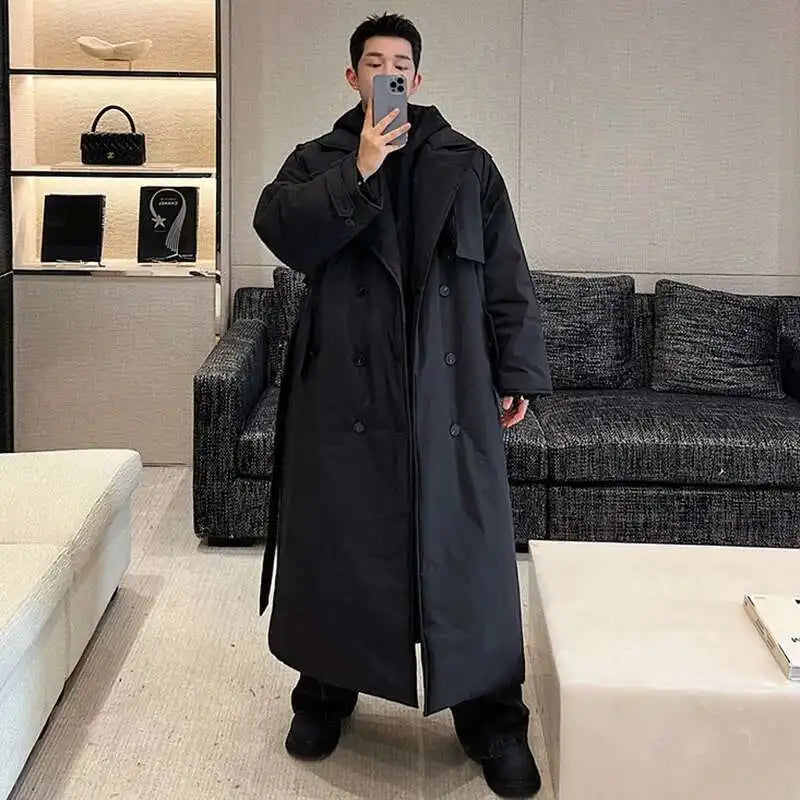 LUZHEN Winter Stylish Double Breasted Long Padded Coat Men's Original Design Thickened Knee-length Trench Trendy 2023 New Cac4db