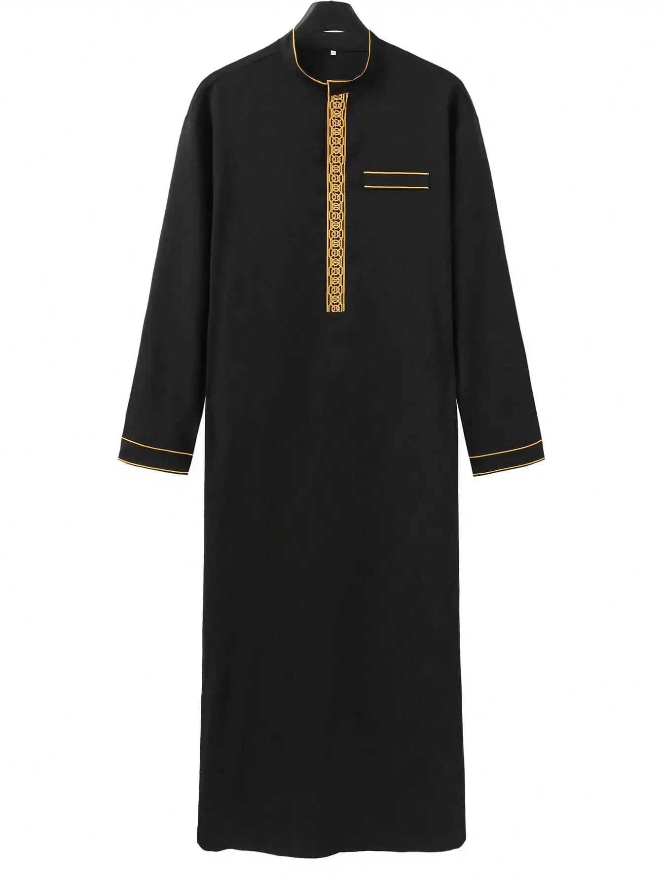2025 New Men's Luxury White Muslim Moroccan Style Abaya Classic Embroidered Long Sleeve Formal Wear Islamic Arabic Thobe
