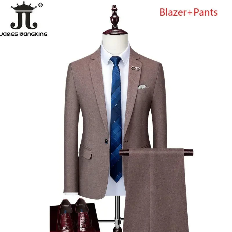 Blazer and Vest and Pants Boutique Fashion Solid Color Men's Casual Formal Office Business Suit Groom Wedding Dress Party Suit