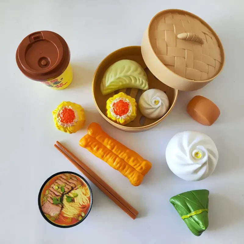 Chinese Breakfast Food Set Chinese Dim Sum Food Cooking Role Play Toys Kitchen Simulation Food Toys Girls Boys Children