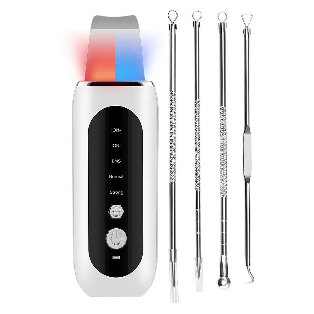 EMS Ultrasonic Cleaner Set Skin Scrubber Face Lifting Spatula Blackhead Remover Shovel Acne Pore Cleaning Facial Skin Care