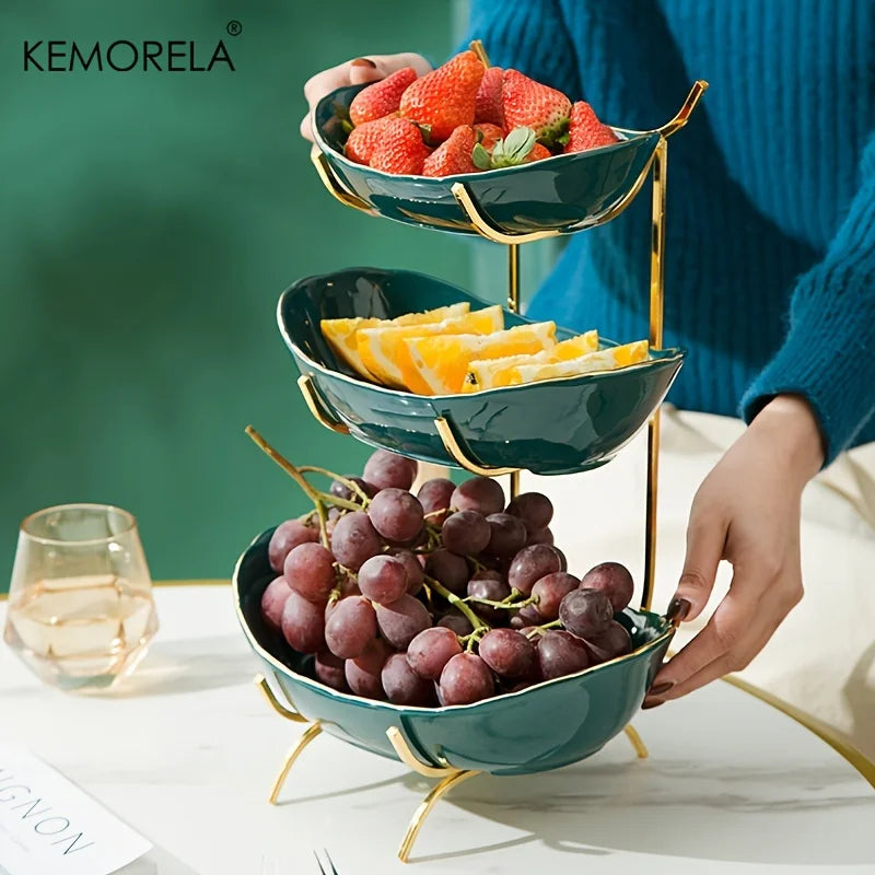 2/3 Layer Creative Kitchen Fruit Bowl Multi-Layer Plastic Bowl With Metal Bracket Dish Snack Candy Cake Stand Table Plates