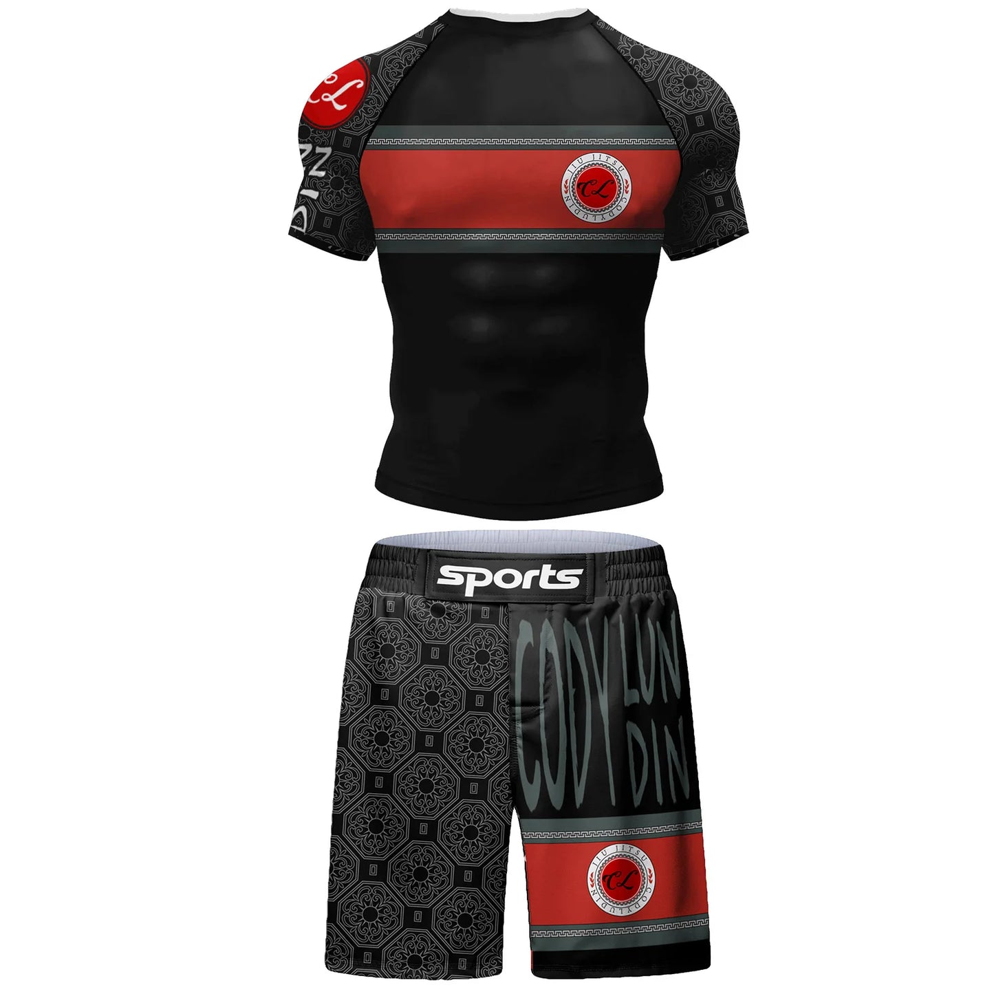 Popular Beach Surf Wear Short Sets For jiu jitsu Bjj No Gi Rashguard+Grappling Shorts Cool Westling stretchy Running Gym Clothes