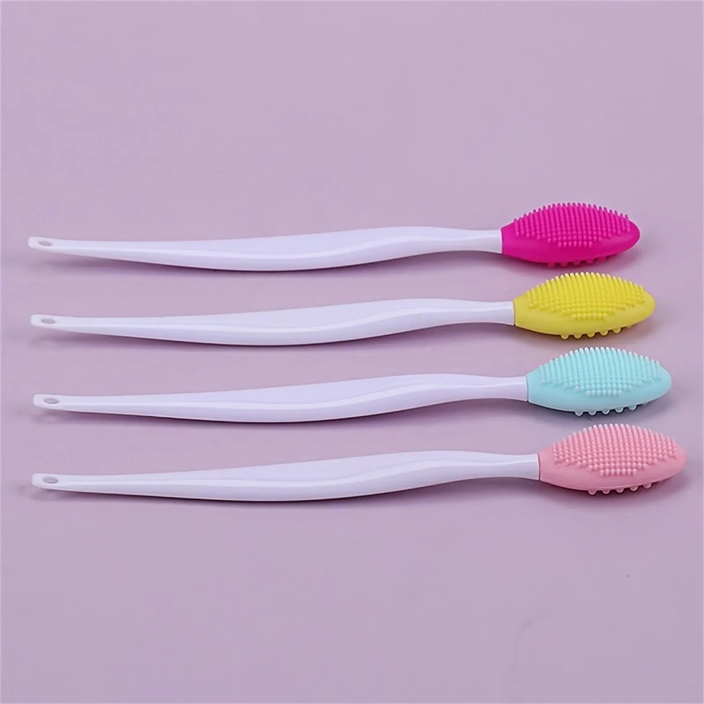 2pc Skin Care Lip Exfoliating Facial Cleansing Face Scrub Nose Clean Brush Blackhead Remove Silicone Double-Sided Skin Care Tool
