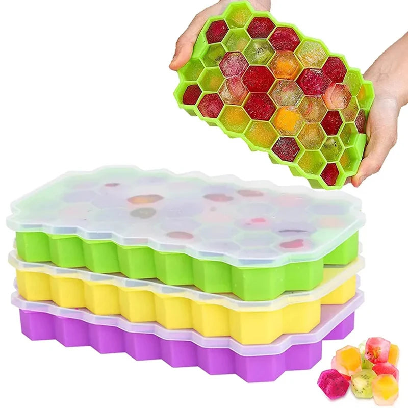Reusable Silicone Ice Cube Mold Honeycomb Ice Cube Trays BPA Free Ice Maker Ice Jelly Juice Mould Whiskey Cocktail Kitchen Tool