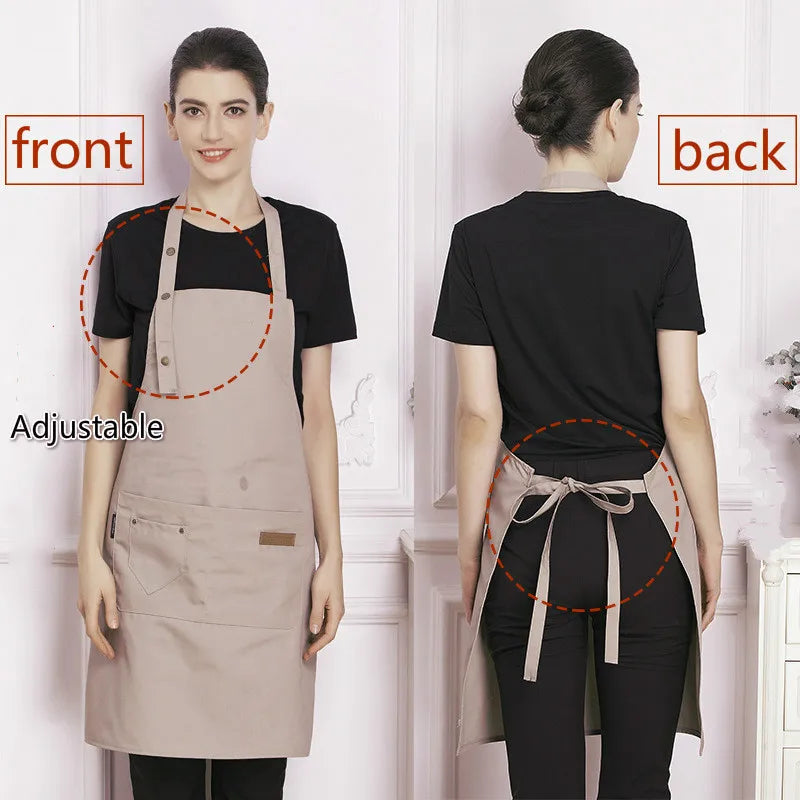 Custom Company Shop LOGO Kitchen Aprons For Woman Men Chef Work  Grill Restaurant Bar Shop Cafes Beauty Nails Studios Uniform
