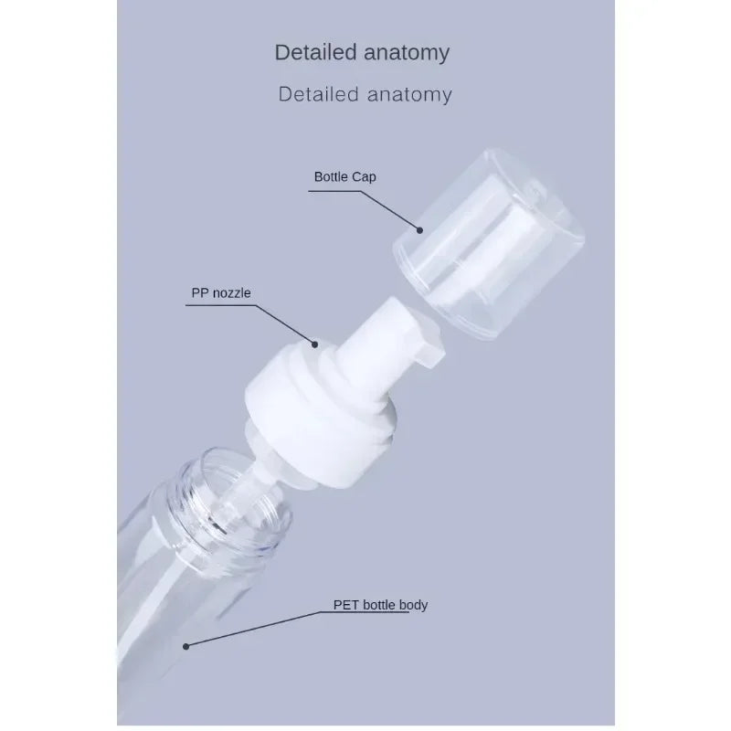 50-200ml Portable  Foaming Soap Dispensers Bottle Empty Plastic Mousse Facial Cleanser Pump Bottle Refillable Lotion Shampoo
