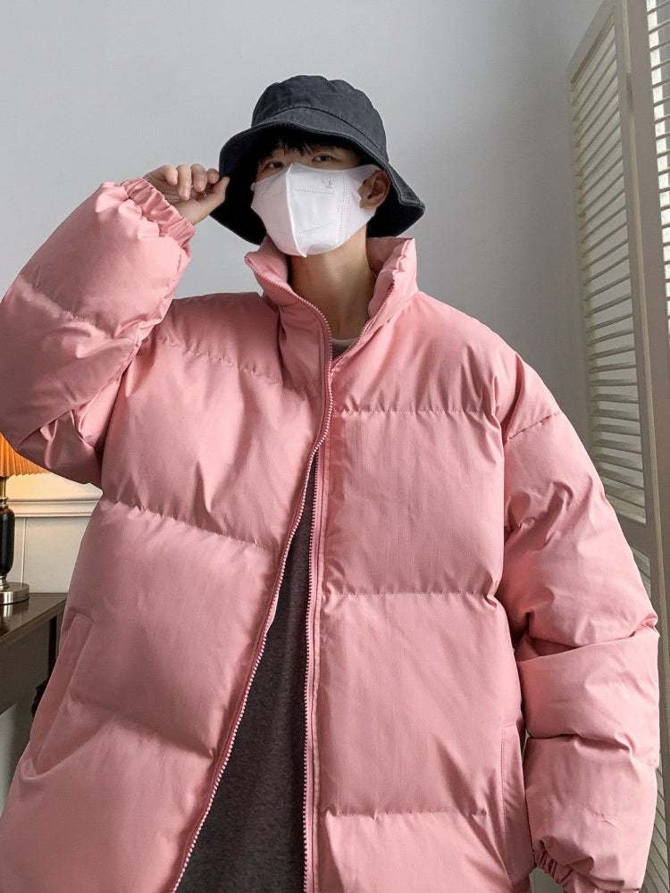 Gmiixder Men's Winter Punk Letter Parkas Hip Hop Oversize Thickened Down Jacket Oversize Padded Jacket Cool Bread Zipper Up Coat