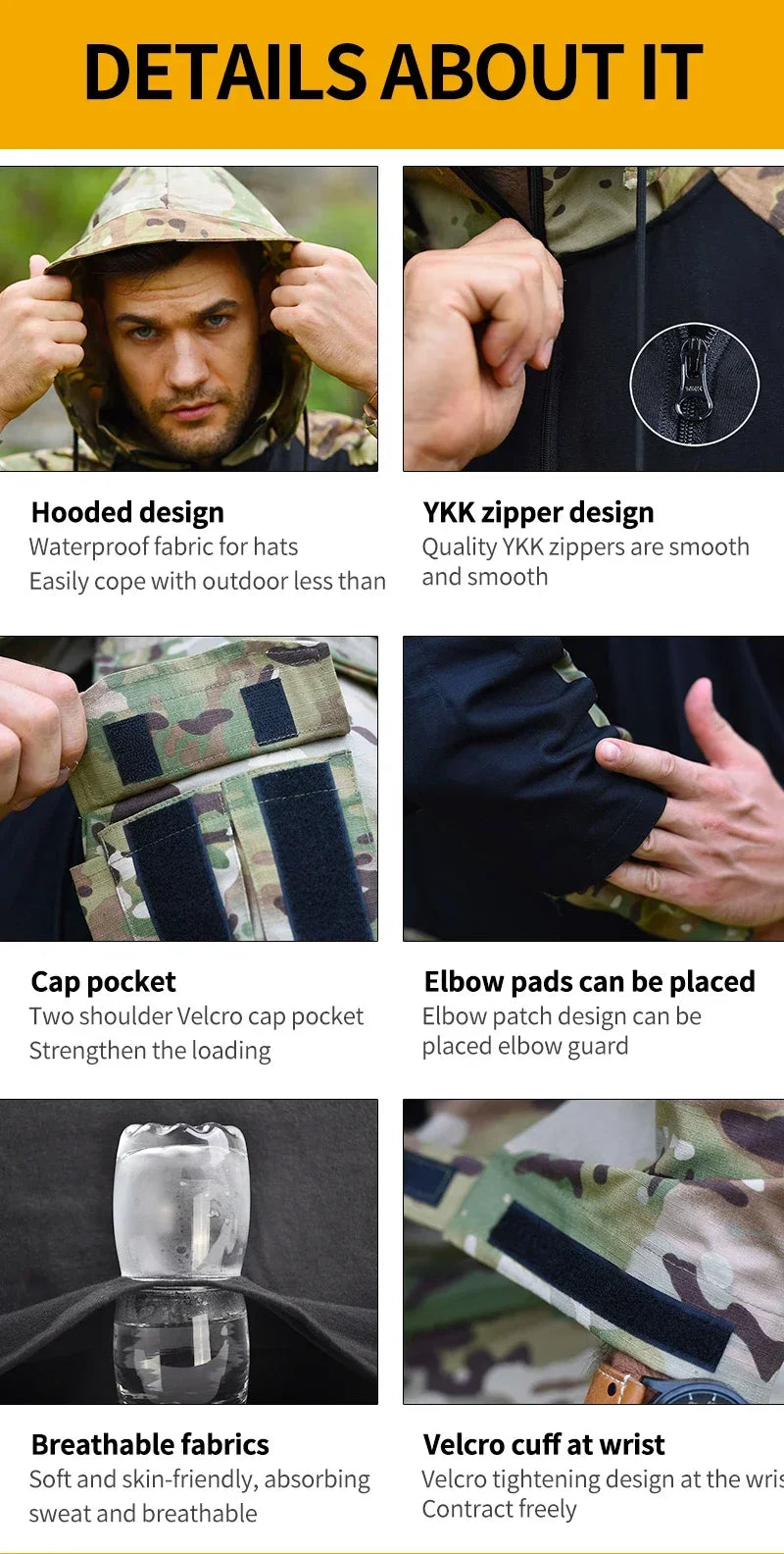 Combat Shirts Hoodies Tops Men Airsoft Tactical Shirt 1/4 Zip Long Sleeve Paintball Camping Hunting Work Clothing Wear Resistant