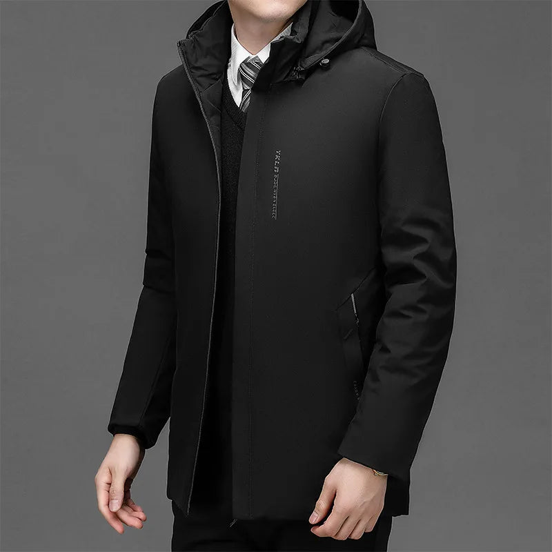 Men Fashion Hooded Windproof Warm Coat Plus Size Outwear Men Hooded Thick Fleece Warm Casual Thicken Cotton Jacket Winter Parka
