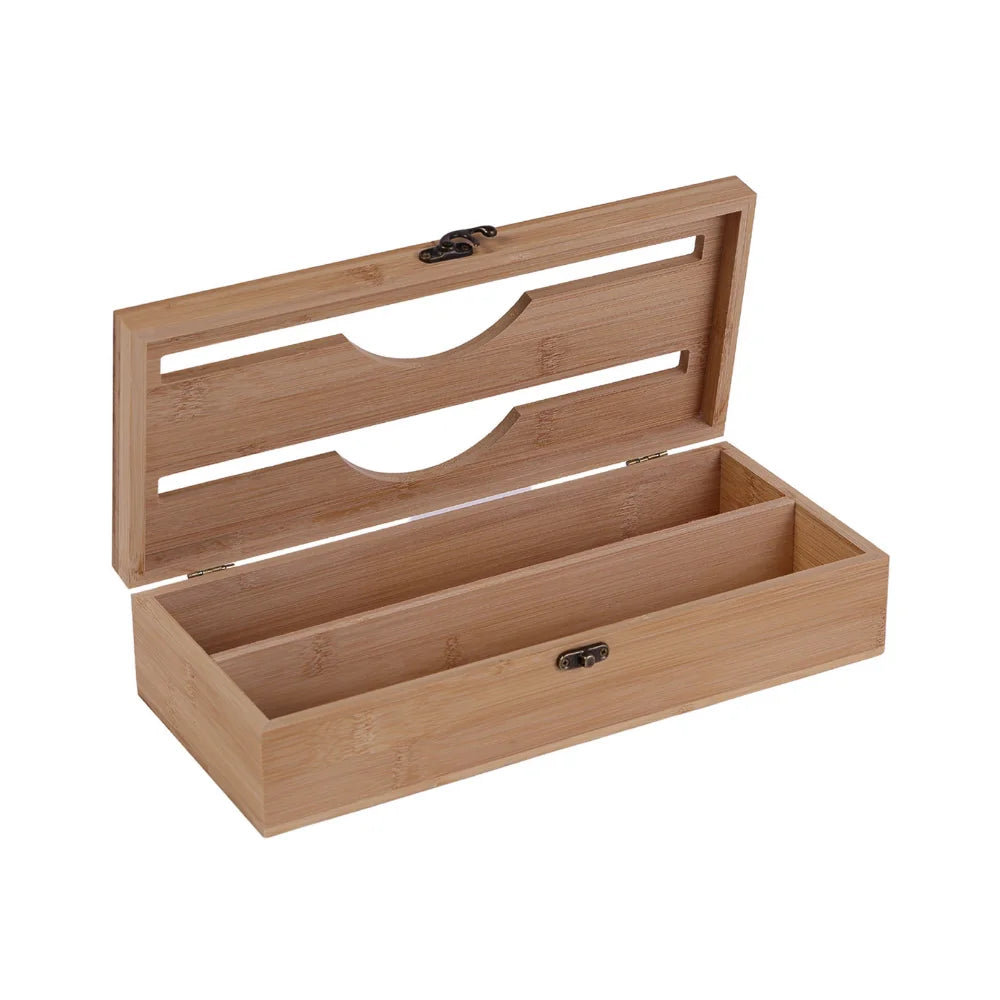 New 3 In 1 Bamboo Wrap Dispenser Storage For Aluminum Foil With Cutter Cling Film Holder Kitchen Accessories Organizer