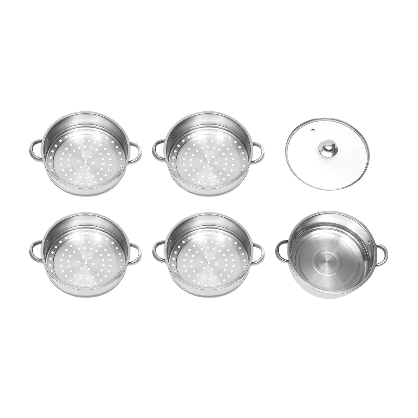 26cm 5-Layer Multifunctional Stainless Steel Steamer Silver For Kitchen Cooking