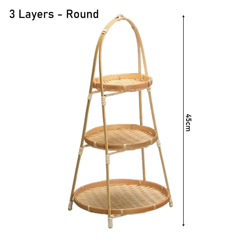 Bamboo Fruit Basket Standing Trays Serving Trays Woven Fruit Basket Bread Basket for Kitchen Dining Room Restaurant Picnics Desk