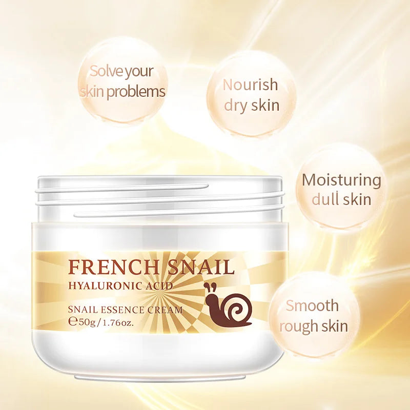 50g Snail Face Cream Improve Dry Rough Skin Smoothing Facial Hyaluronic Acid Moisturizing Nourishing Essences Cream Skin Care