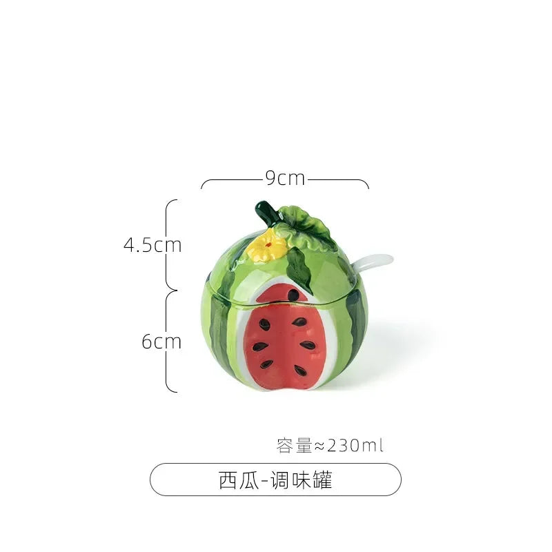 Watermelon Bowl Ceramic Bowl Plate Set Home Ramen Bowl Cute Hand-painted Tableware Children's Rice Bowls Kitchen Accessories