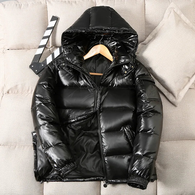 Man Jackets Shiny Buffer Bubble Thick Parka Short Winter Shiny Brand New Winter Fashion Clothing Hooded Male Quilted Padded Coat