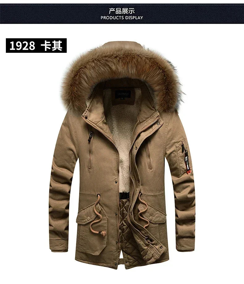 Camouflage Jacket Winter Hooded Velvet Thick Windproof Coat Men Warm Male's Medium-long Parkas New Mens Camo Parka Coat
