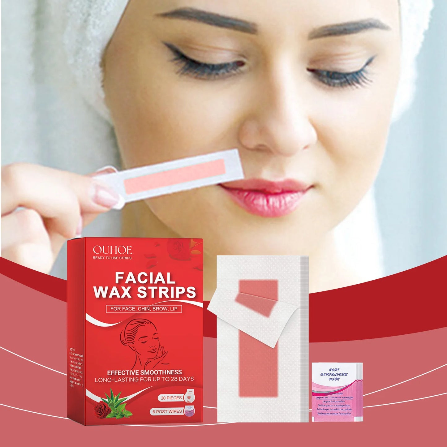 Facial Wax Strips for Face Ready to Use Lip Eyebrow Leg Arm Body Hair Removal Summer Depilation Clean Waxing Wipe Sticker Papers
