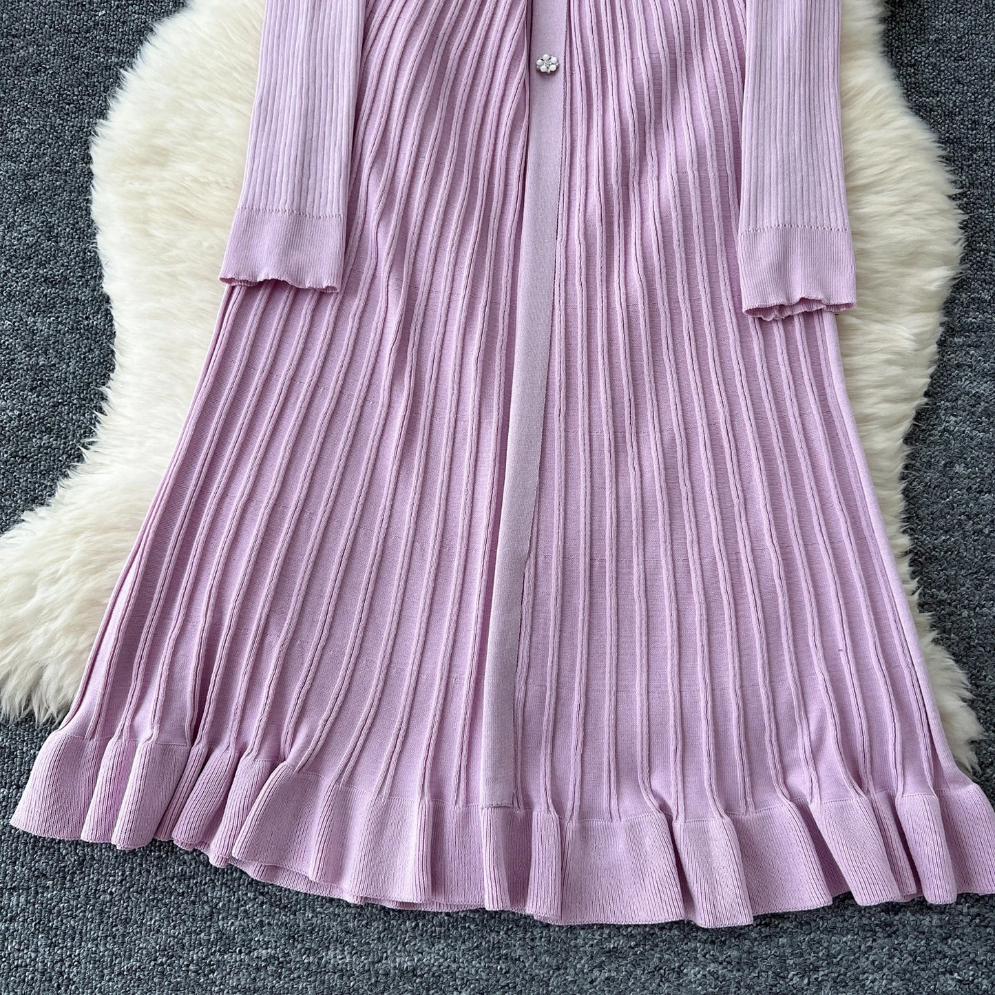 SINGREINY Autumn Knitting Sweater Dress Ladies V-Neck Single Breasted Full Sleeve Soft Slim Senior Knitted Casual Long Dress