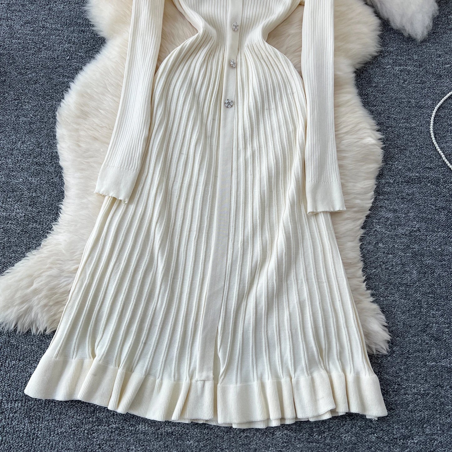 SINGREINY Autumn Knitting Sweater Dress Ladies V-Neck Single Breasted Full Sleeve Soft Slim Senior Knitted Casual Long Dress