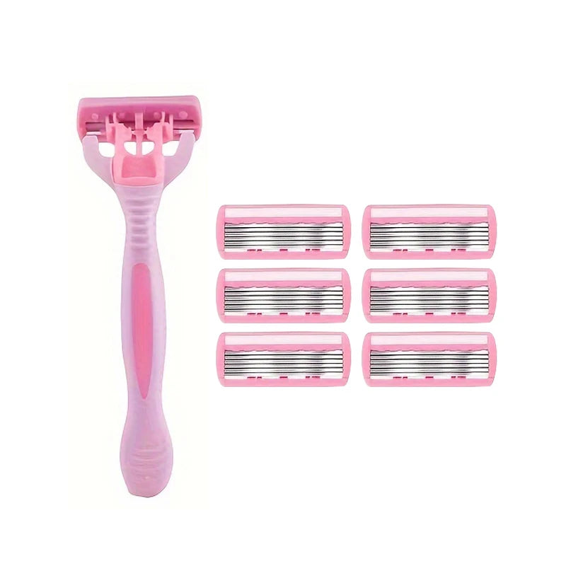 Women's 6-layer safety razor blade for facial/leg/armpit/bikini line beauty hair removal shaver