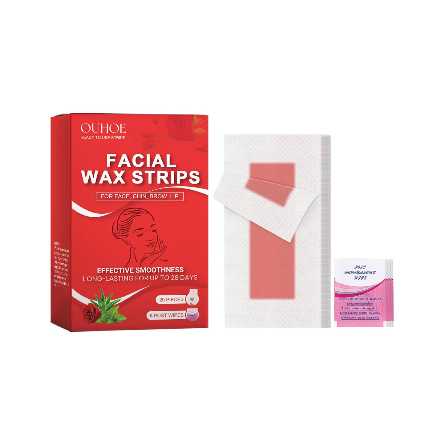 Facial Wax Strips for Face Ready to Use Lip Eyebrow Leg Arm Body Hair Removal Summer Depilation Clean Waxing Wipe Sticker Papers