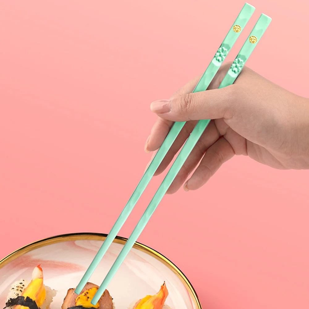 5 Pairs Non-slip Reusable Chopsticks Set Korean Food Sushi Sticks Chopsticks Alloy Chopsticks For Hotel Restaurant Kitchen