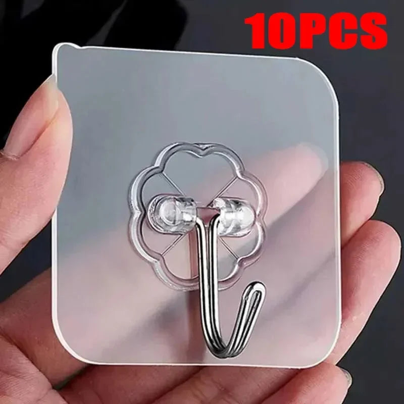 100PcsTransparent Self adhesive wall hooks Multi-Purpose Wall Hook Key Holder Towel Holder For Kitchen Bathroom Accessories