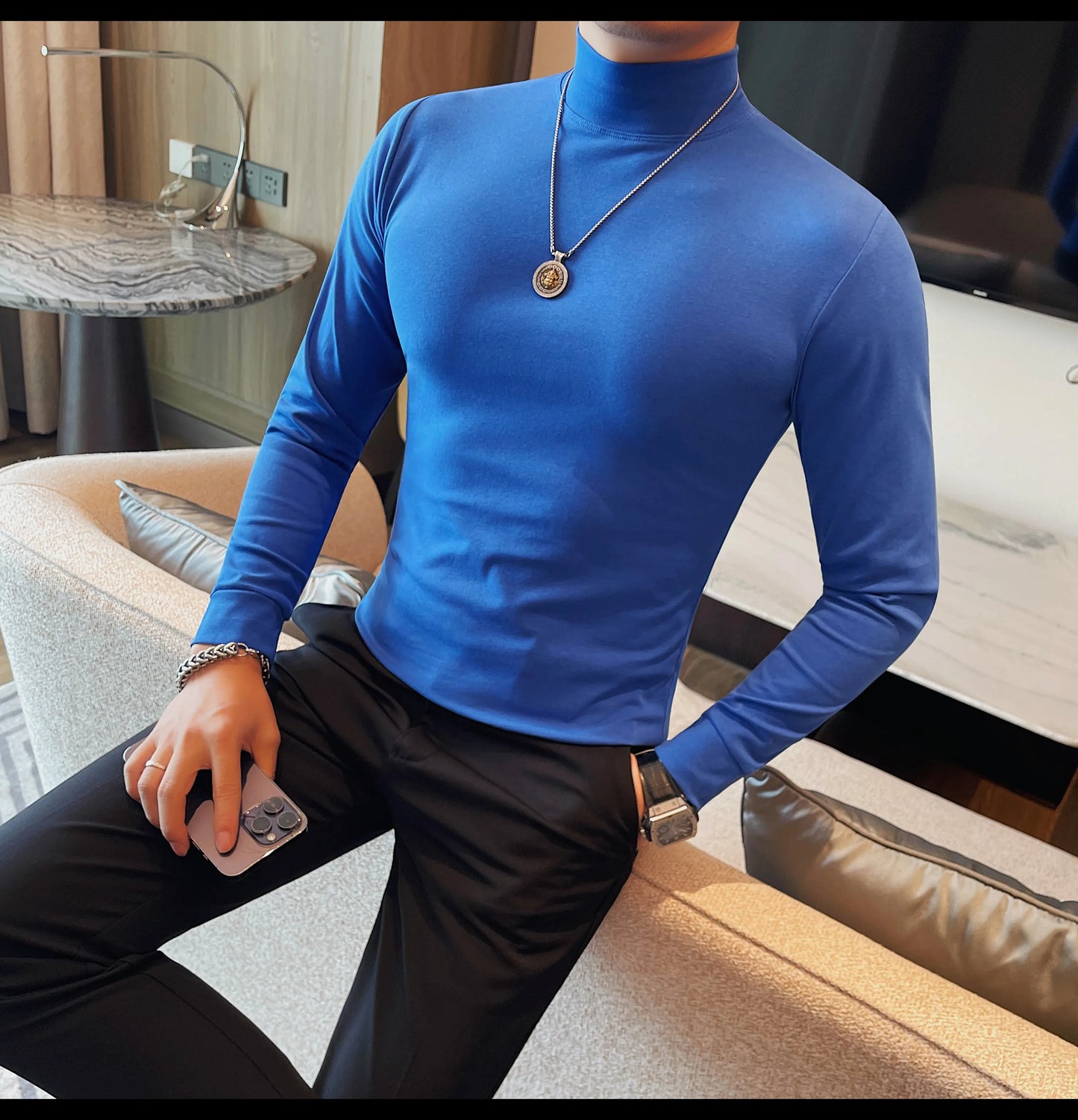 Men's T Shirts Autumn Winter New Turtleneck Long Sleeve T-Shirts For Men Clothing 2025 Slim Fit Casual Basic Tee Shirt Homme 4XL