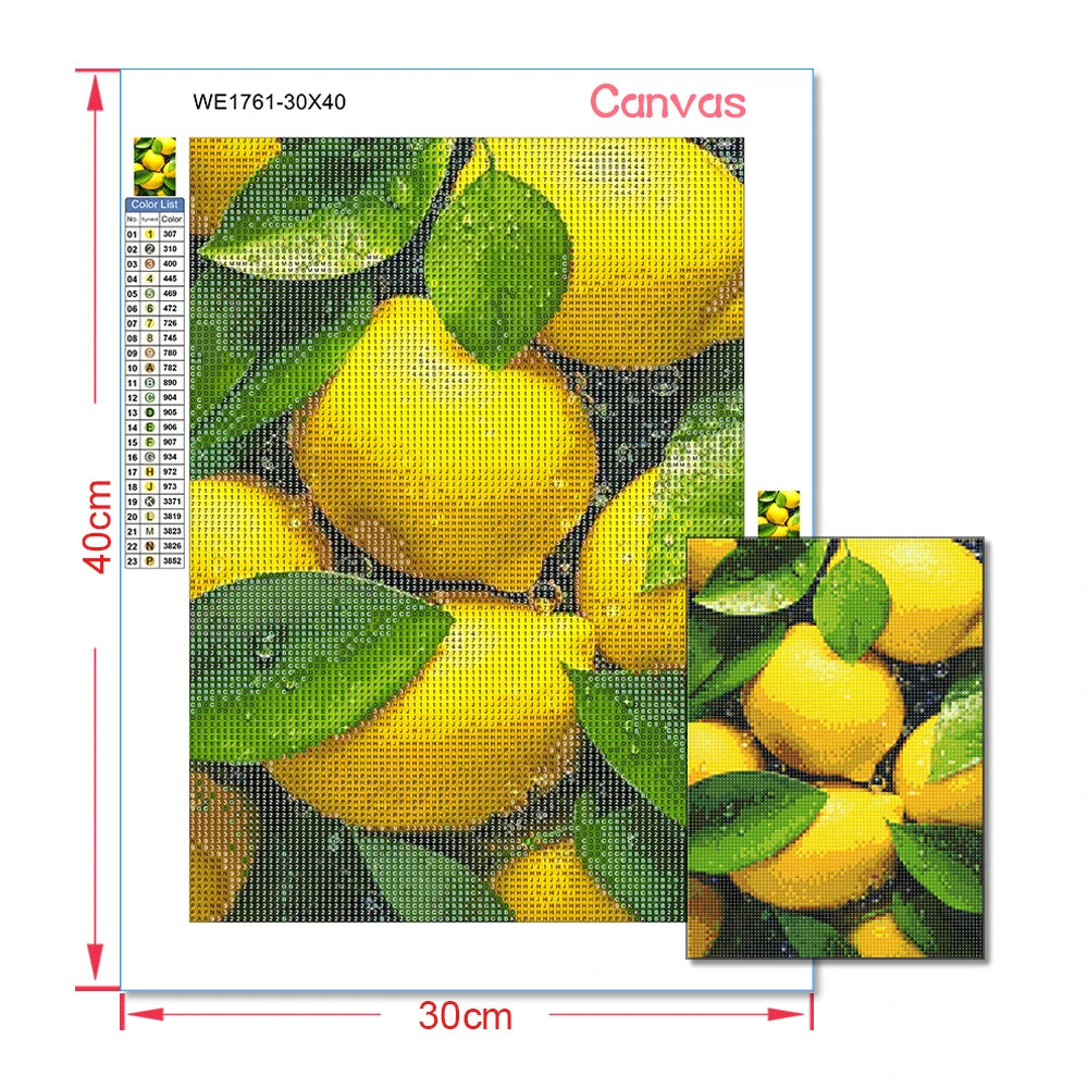 Fruit Diamond Painting Strawberry Lemon Picture Full Diamond Mosaic Cross Stitch Kit Art DIY Kitchen Restaurant Home Decoration