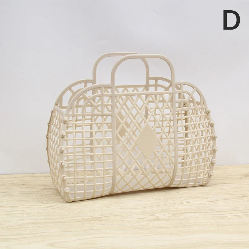 Kitchen Storage Basket Hollow Portable Shower Bath Baskets Desktop Fruit Hanging Child Toys Snack Plastic Organizer