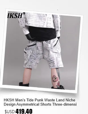 HKSH Autumn Winter Men's Tide Dark V-neck Cotton Jacket Women Splice Fur Patchwork Sleeveless Vest Zipper Chic Down Coats HK2466