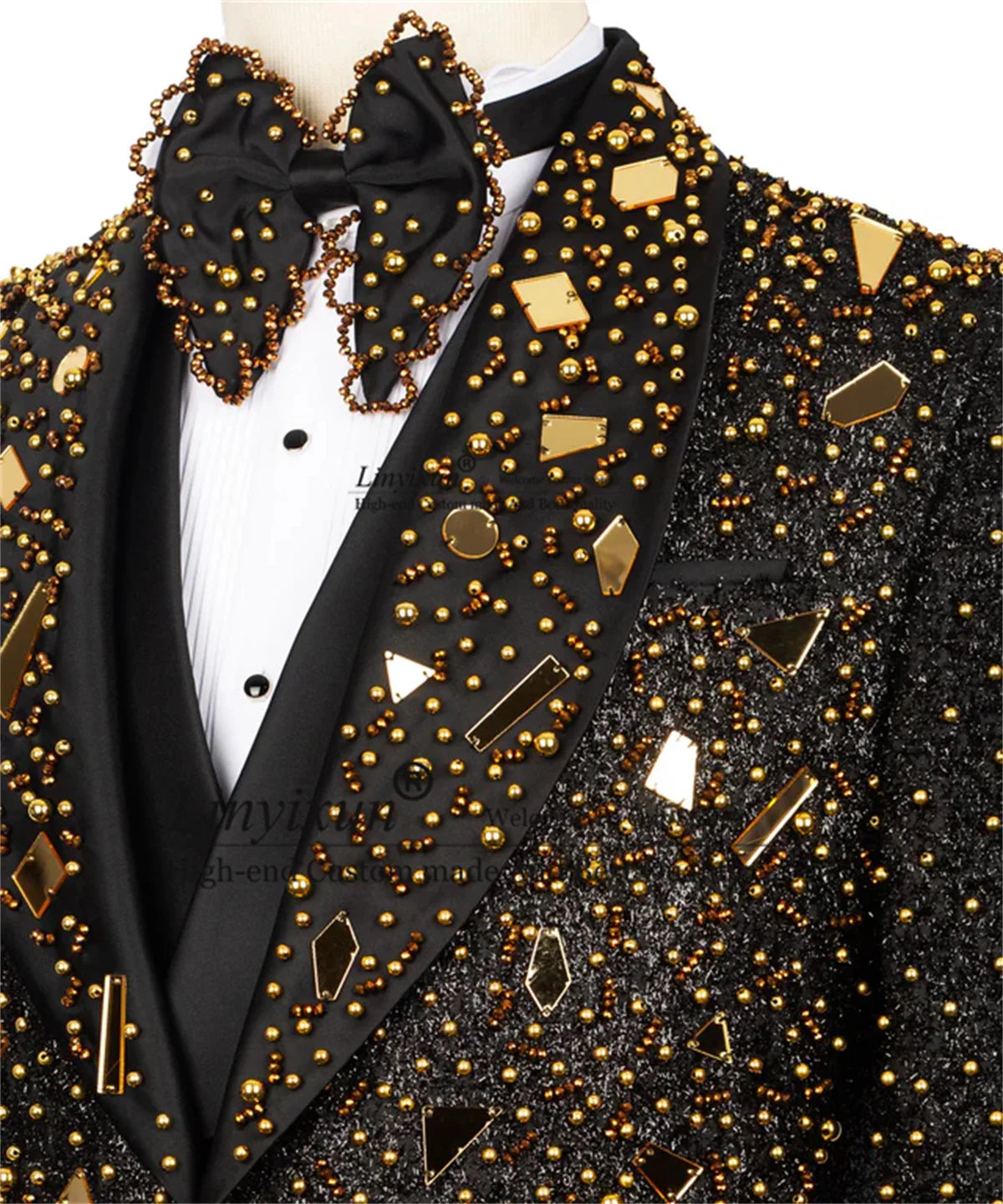 Luxury Beaded Crystals Men Suits Shawl Lapel Groom Tuxedos 3 Pieces Sets Customized Costume Homme Party Wedding Prom Blazers