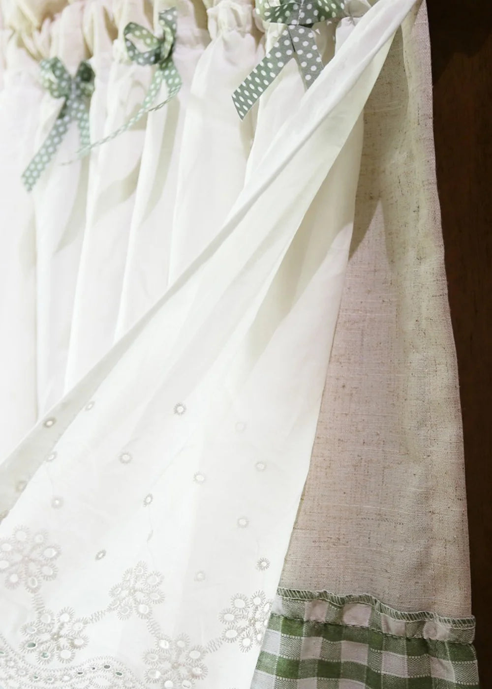 Kitchen Curtains for Window Half Doorway Curtain Japanese Lace Short Curtains Rod Pocket with Embroidery for Living Room Bedroom